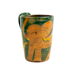 Priscilla Dahl Green Mug with Orange Elephant #2