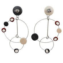 Load image into Gallery viewer, Arden Bardol Black/White/Red Circle Dangle Earrings
