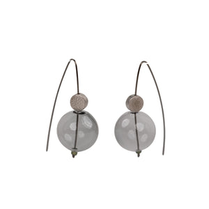 Lily Tsay Round Grey Glass Earrings