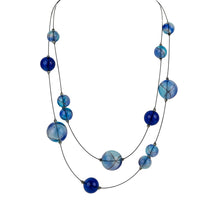Load image into Gallery viewer, Lily Tsay Double Strand Blue Glass Bead Necklace
