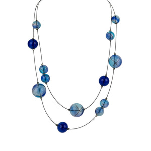 Lily Tsay Double Strand Blue Glass Bead Necklace