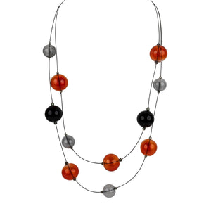 Lily Tsay Orange Glass Bead Double Strand Necklace