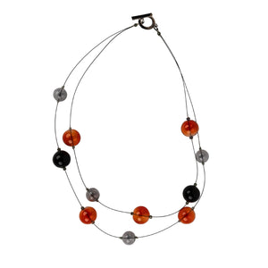 Lily Tsay Orange Glass Bead Double Strand Necklace