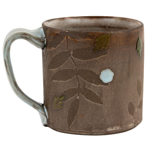 Amy Evans Blue Handled Leaf Mug