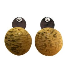 Load image into Gallery viewer, Maia Leppo Hammered Gold Button Dangle Earrings
