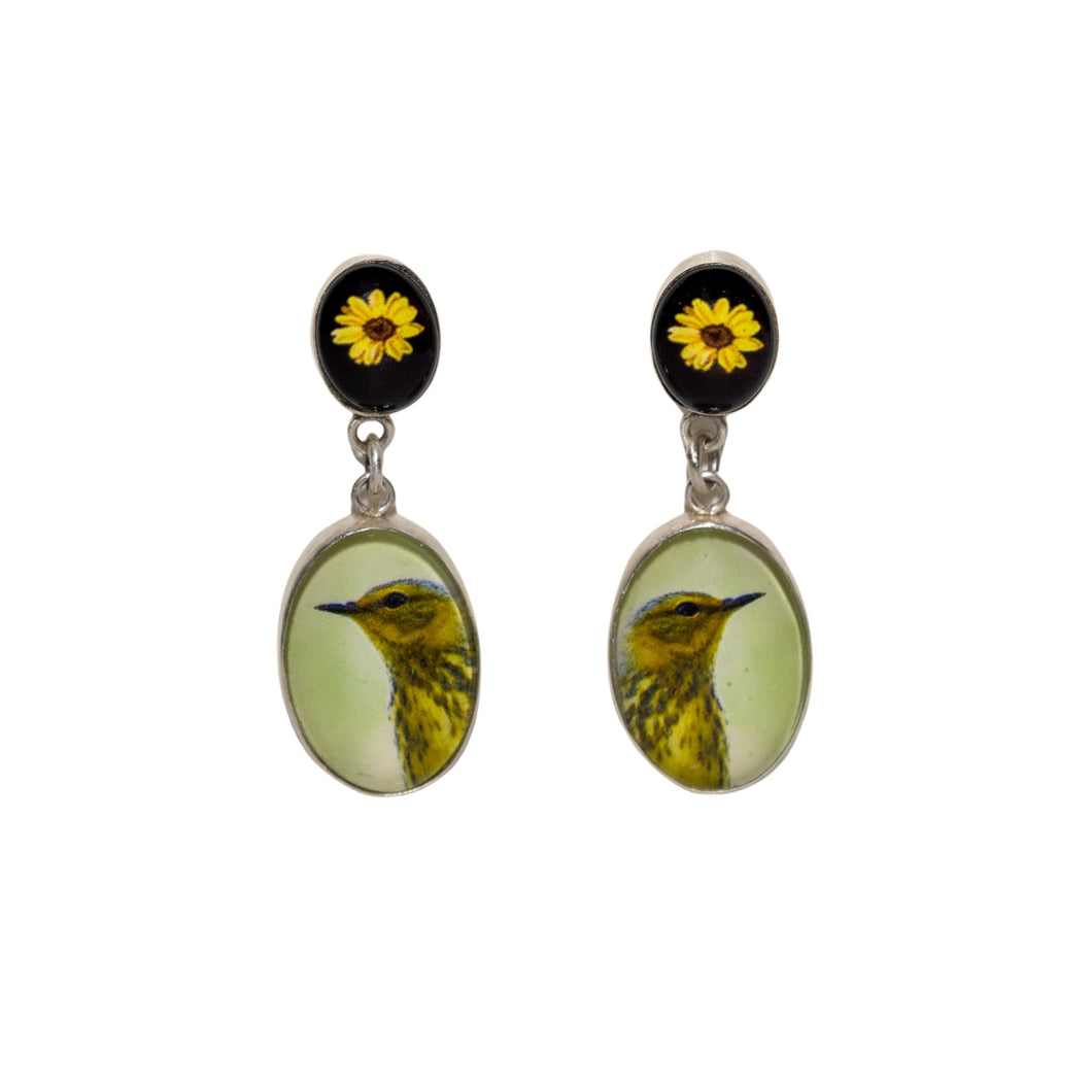 Jen Smith Warbler & Sunflower Double Drop Earrings
