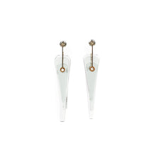 Load image into Gallery viewer, Gillian Preston Kinetic Long Deco Post Earrings in Jade with Gold Findings
