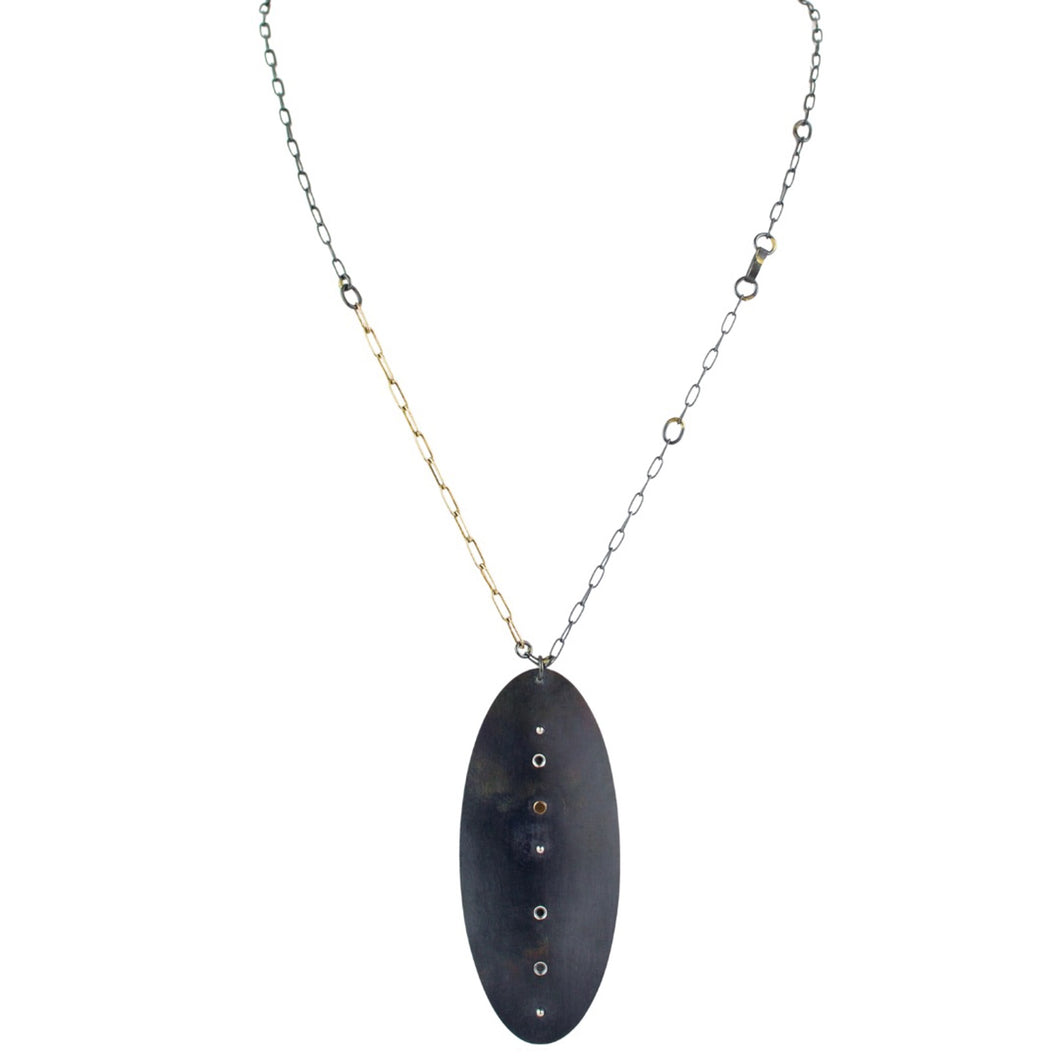 Tegan Wallace Oval Pendant with Gold Accent Chain Necklace