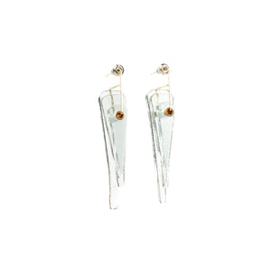 Gillian Preston Kinetic Long Deco Post Earrings in Jade with Gold Findings