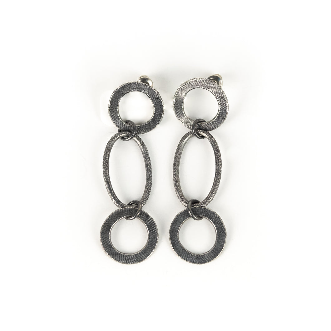 Boo Poulin Sterling Silver Three Circle Earrings