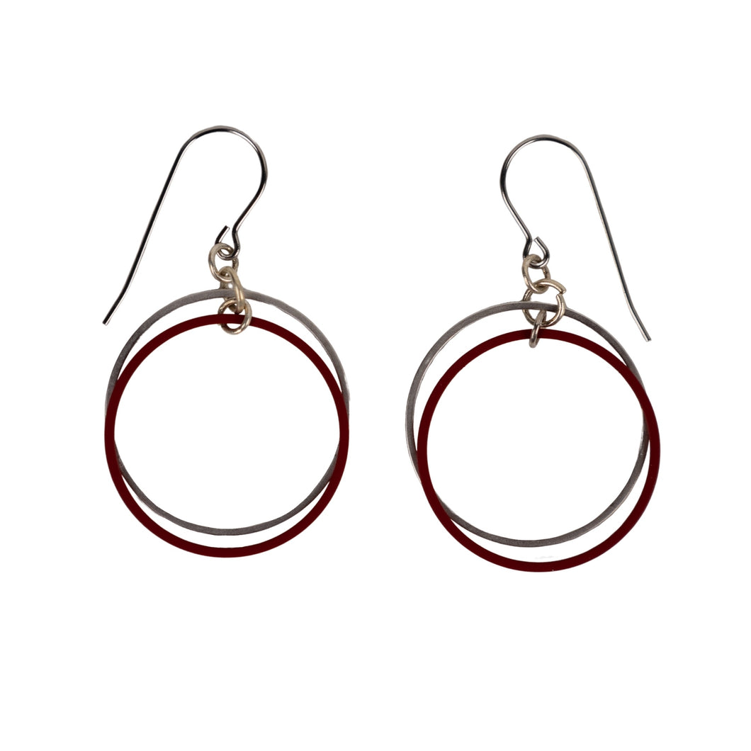 Lily Tsay Red and Silver Circle Earrings
