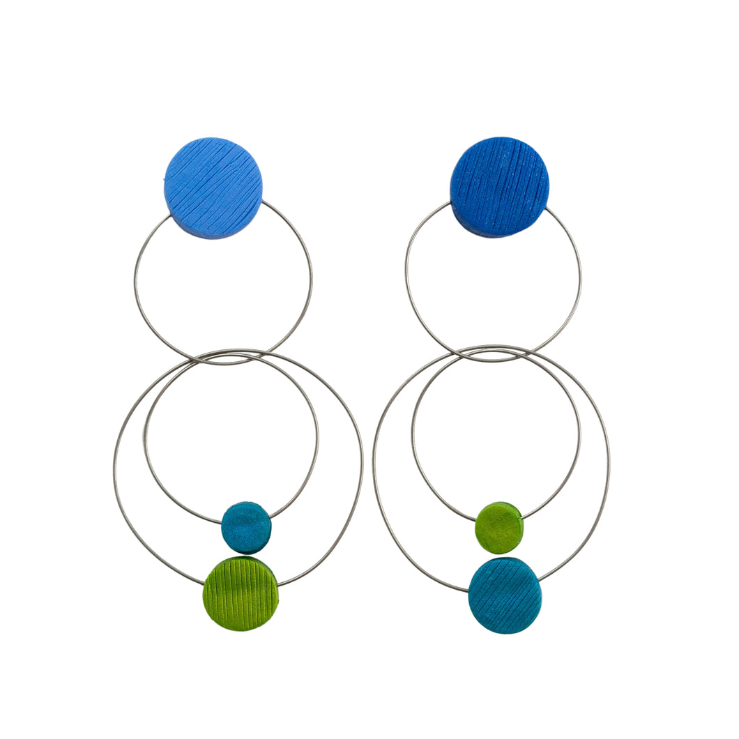 Arden Bardol Blue /Teal Double Circle Earrings
