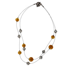 Load image into Gallery viewer, Lily Tsay Amber  Glass Bead Double Strand Necklace

