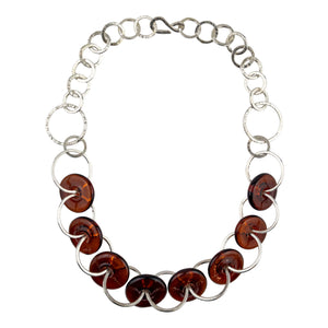 SaraBeth Post Amber Glass and Sterling Silver Chain Necklace