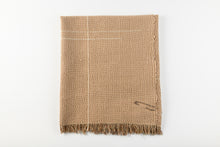 Load image into Gallery viewer, Textured brown blanket with frayed edges on a white background
