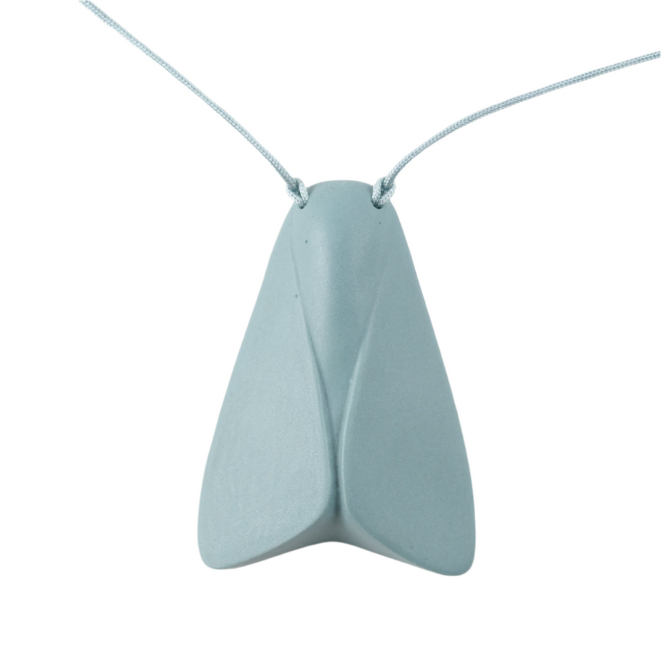 Light blue pendant on a white background