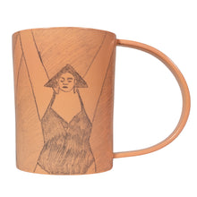 Load image into Gallery viewer, Pin-yuan Tung  Orange Swimmer Arms up Mug
