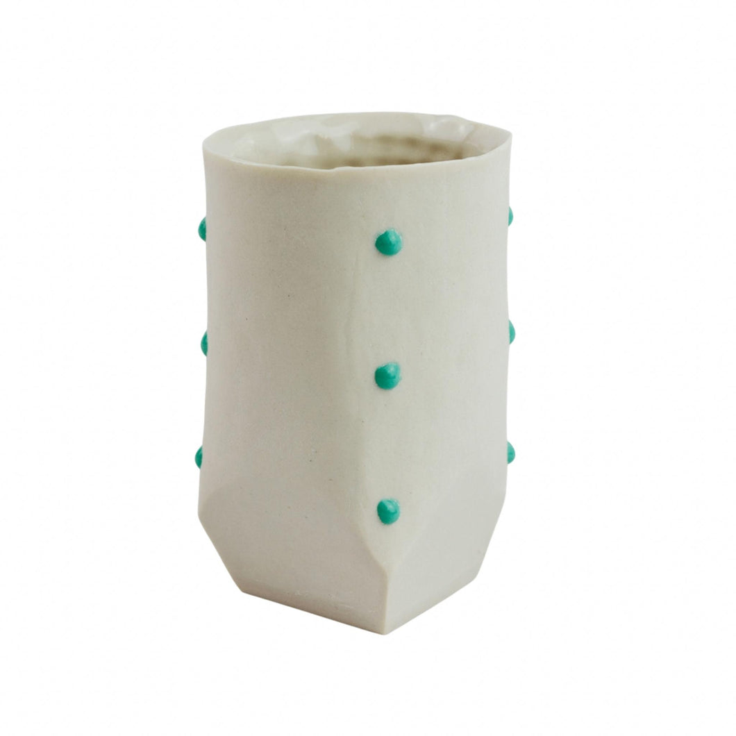 Josh Van Stippen Porcelain Seafoam Glaze Dot Cup