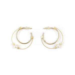 Meghan Patrice Riley Small Pearl/Gold Hoop Earrings