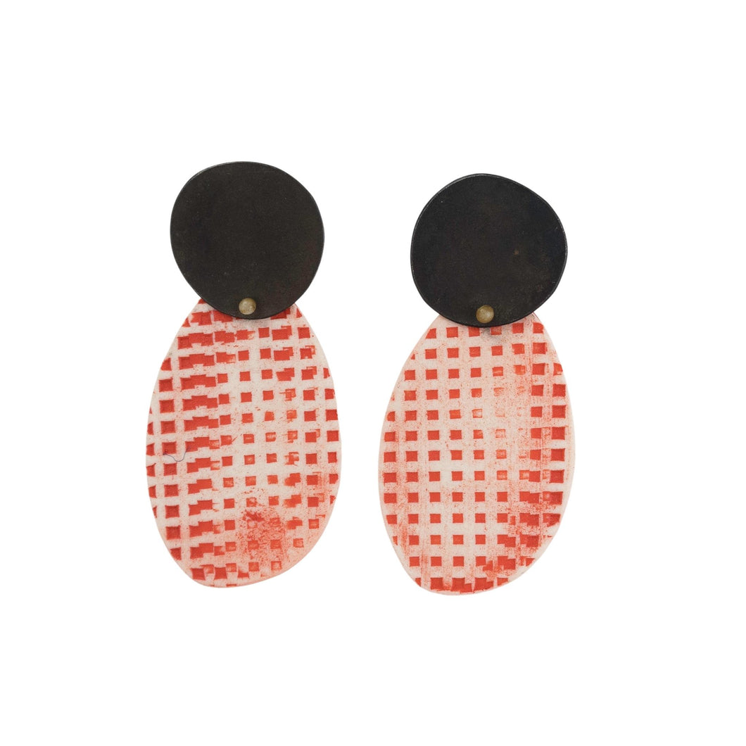 Maia Leppo Red Grid Dangle Earrings