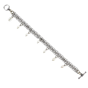 Elaine Unzicker Mesh White Pearl Bracelet