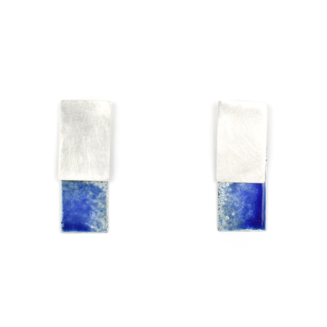 Kyla Katz Rectangle over Blue Rectangle Post Earrings