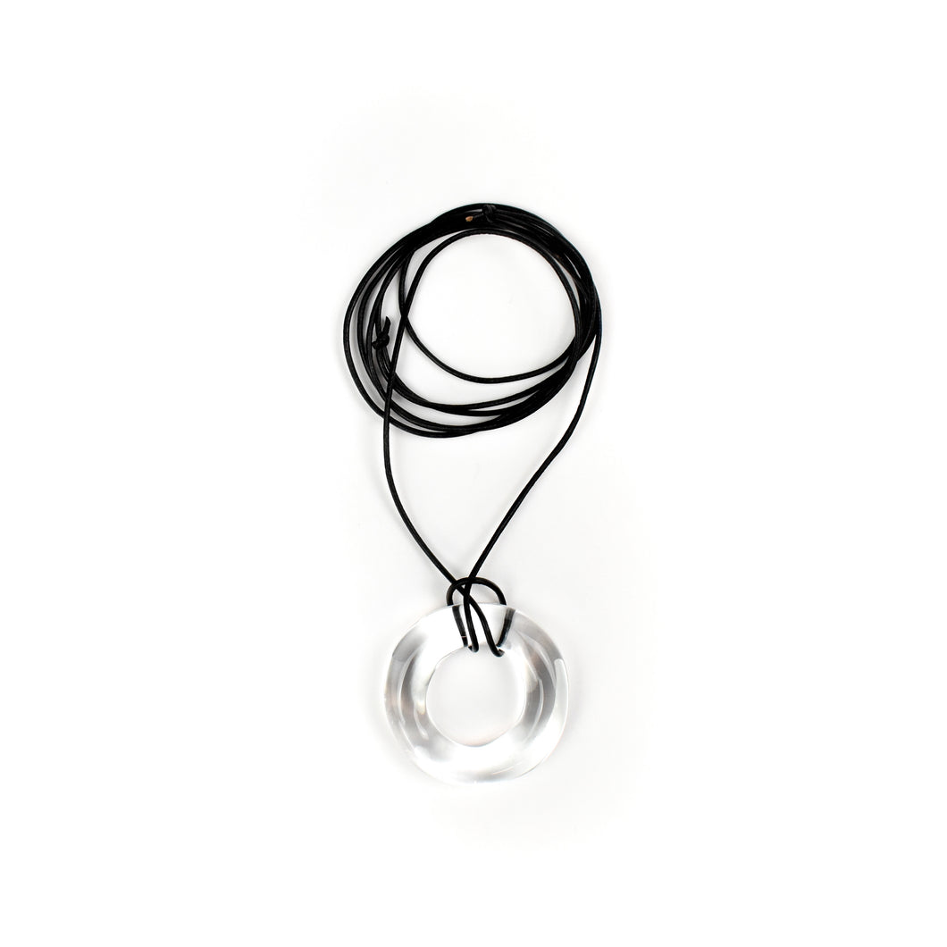 Roxann Slate Circle Pendant Glass Necklace