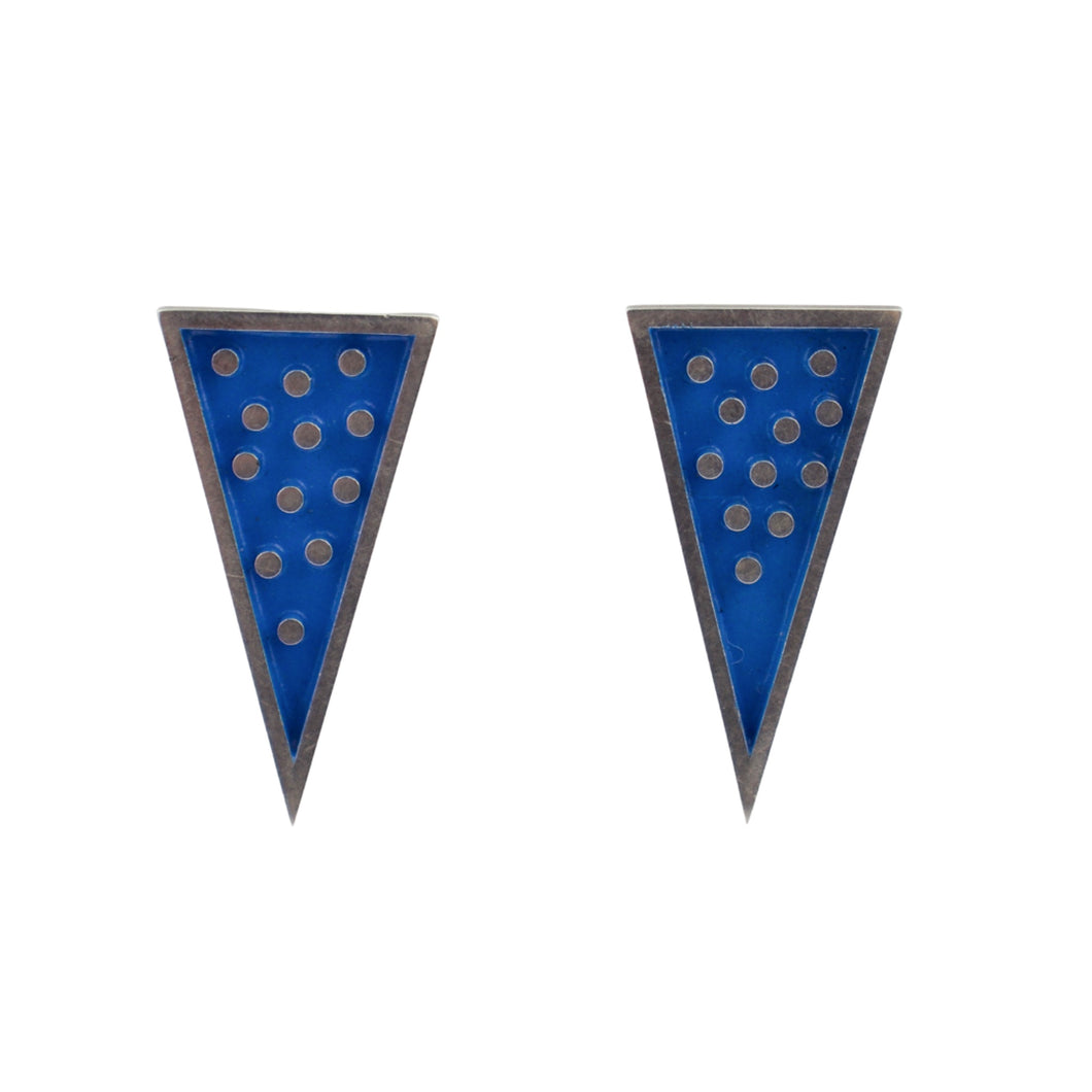Peter Antor Blue Triangle Post Earrings