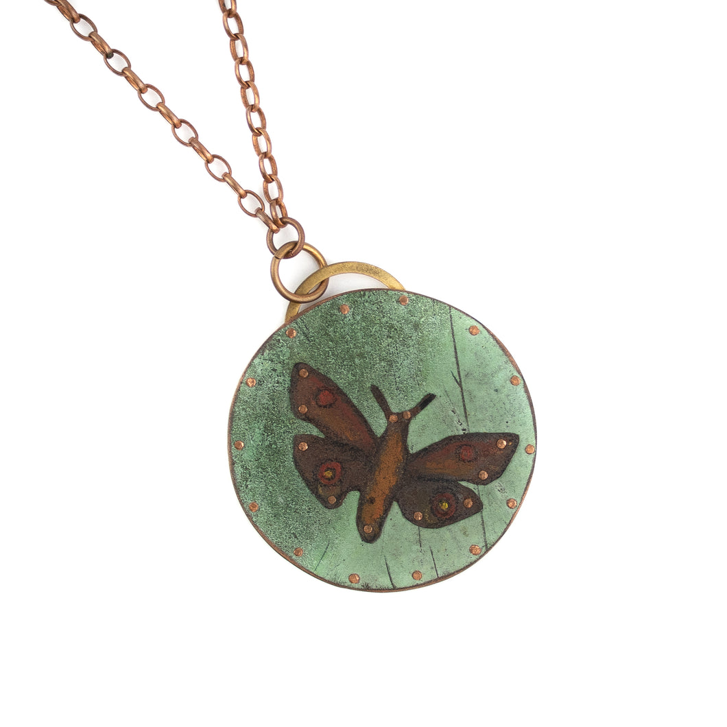 Judith Hoyt Brown Moth Necklace