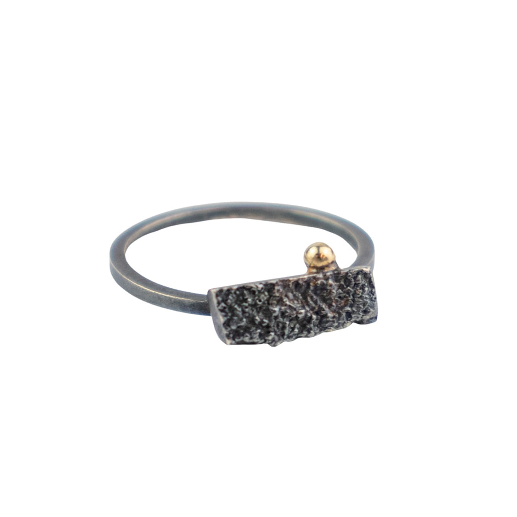 Lauren Markley Concrete Textured Ring with Gold Dot