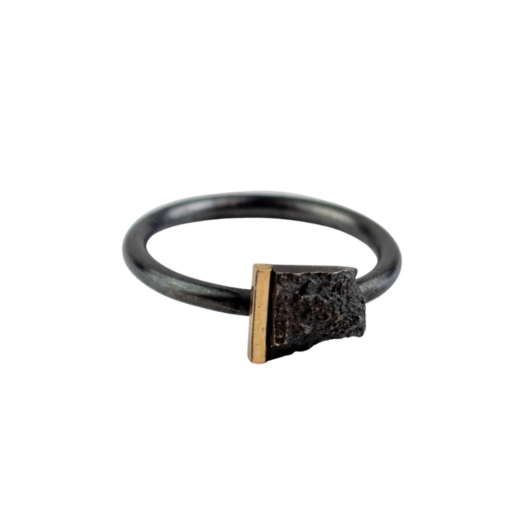 Lauren Markley Concrete Textured Ring with Vertical Gold Bar