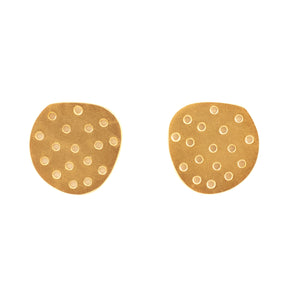 Maia Leppo Large Gold Perforated Circle Earrings
