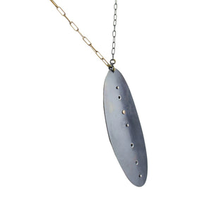 Tegan Wallace Oval Pendant with Gold Accent Chain Necklace