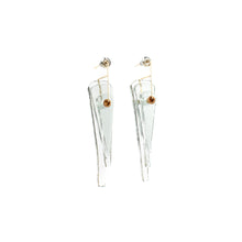 Load image into Gallery viewer, Gillian Preston Kinetic Long Deco Post Earrings in Jade with Gold Findings

