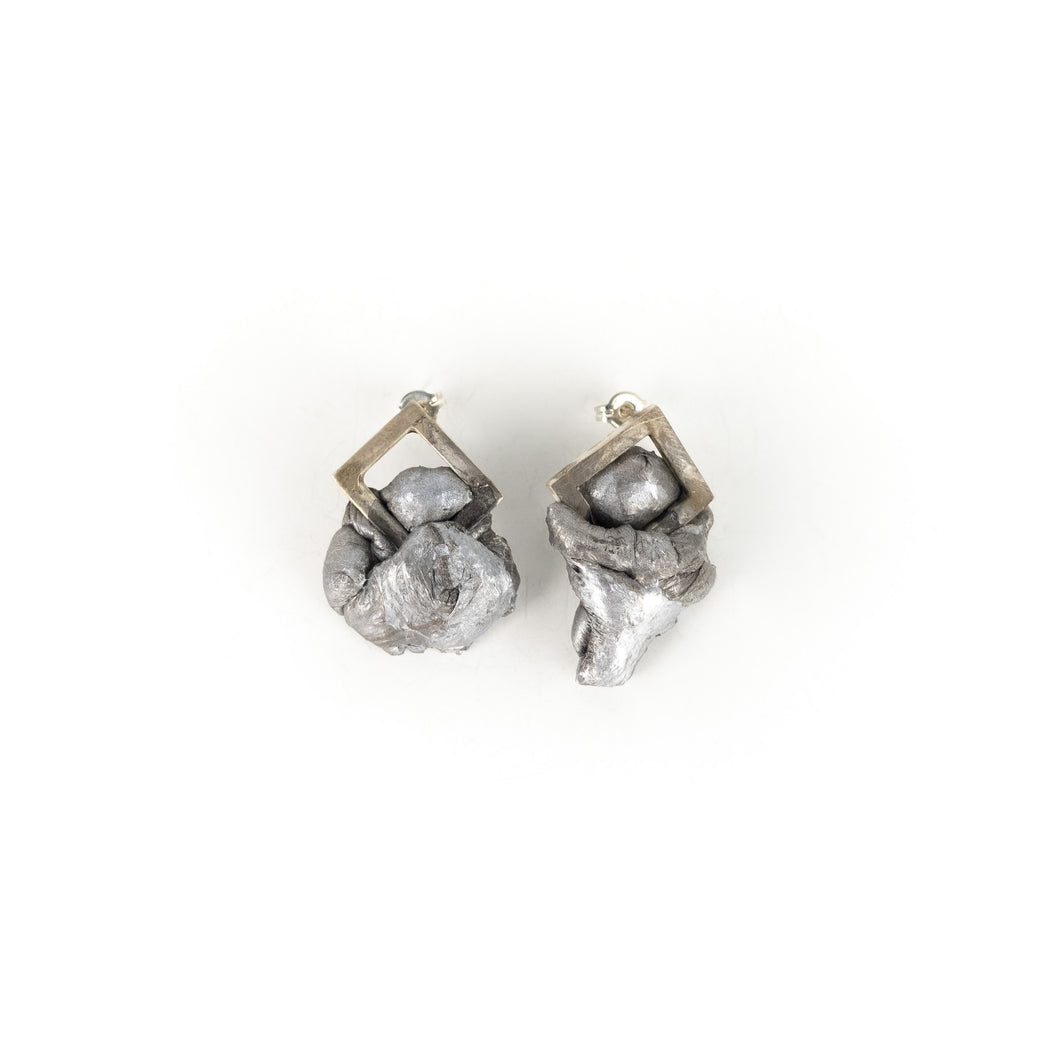 Lissy Selvius Diamond Sheet Melt Stud Earrings