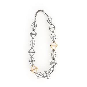 Emilie Pritchard Oxidized Sterling Silver & Gold Geometric Design Necklace