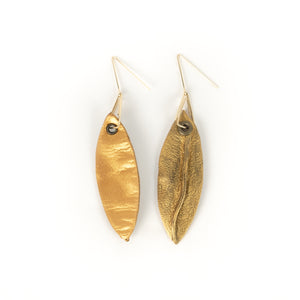 Nicolette Blahusch Gold Ribbon Leaf Earrings
